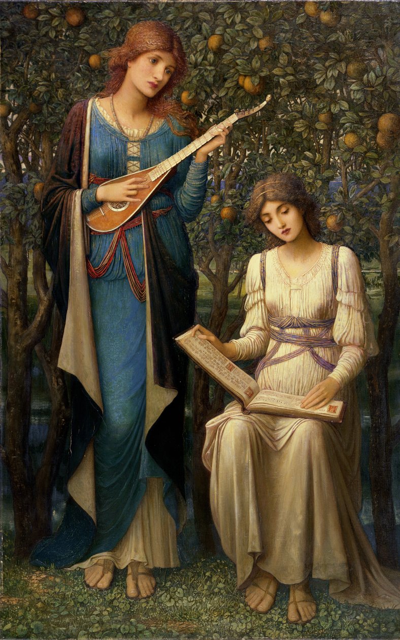 当苹果金黄，歌声甜美，但夏天已经过去，约 1906 年（布面油画） 作者 约翰·梅尔休斯·斯特鲁德威克