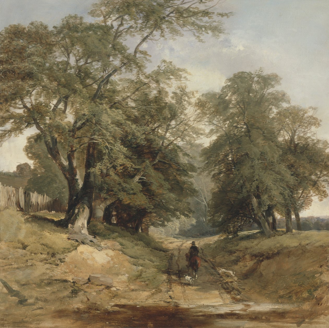 带骑手的风景，约1850年（布面油画） 作者 约翰·米德尔顿