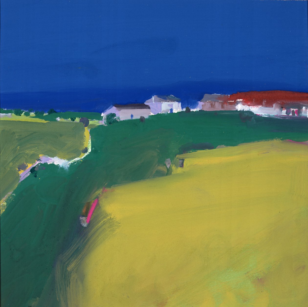 Fram at Trencom，1999（水粉画） 作者 约翰·米勒