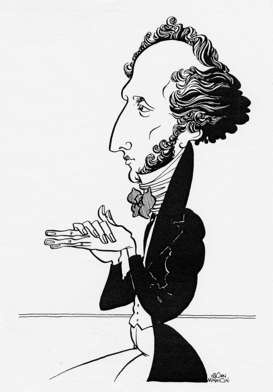 费利克斯-门德尔松 - 德国作曲家漫画，1809 年 2 月 3 日 - 1847 年 11 月 4 日 作者 约翰·明尼恩