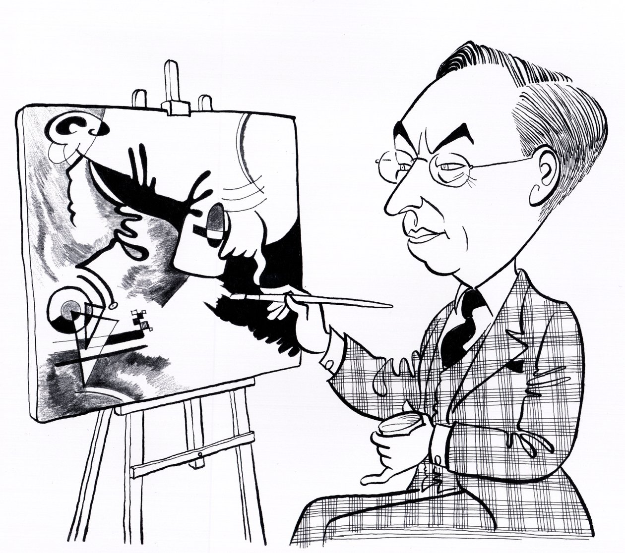 瓦西里-康定斯基（Vassily ( Wassily ) Kandinsky），带画架的漫画 作者 约翰·明尼恩