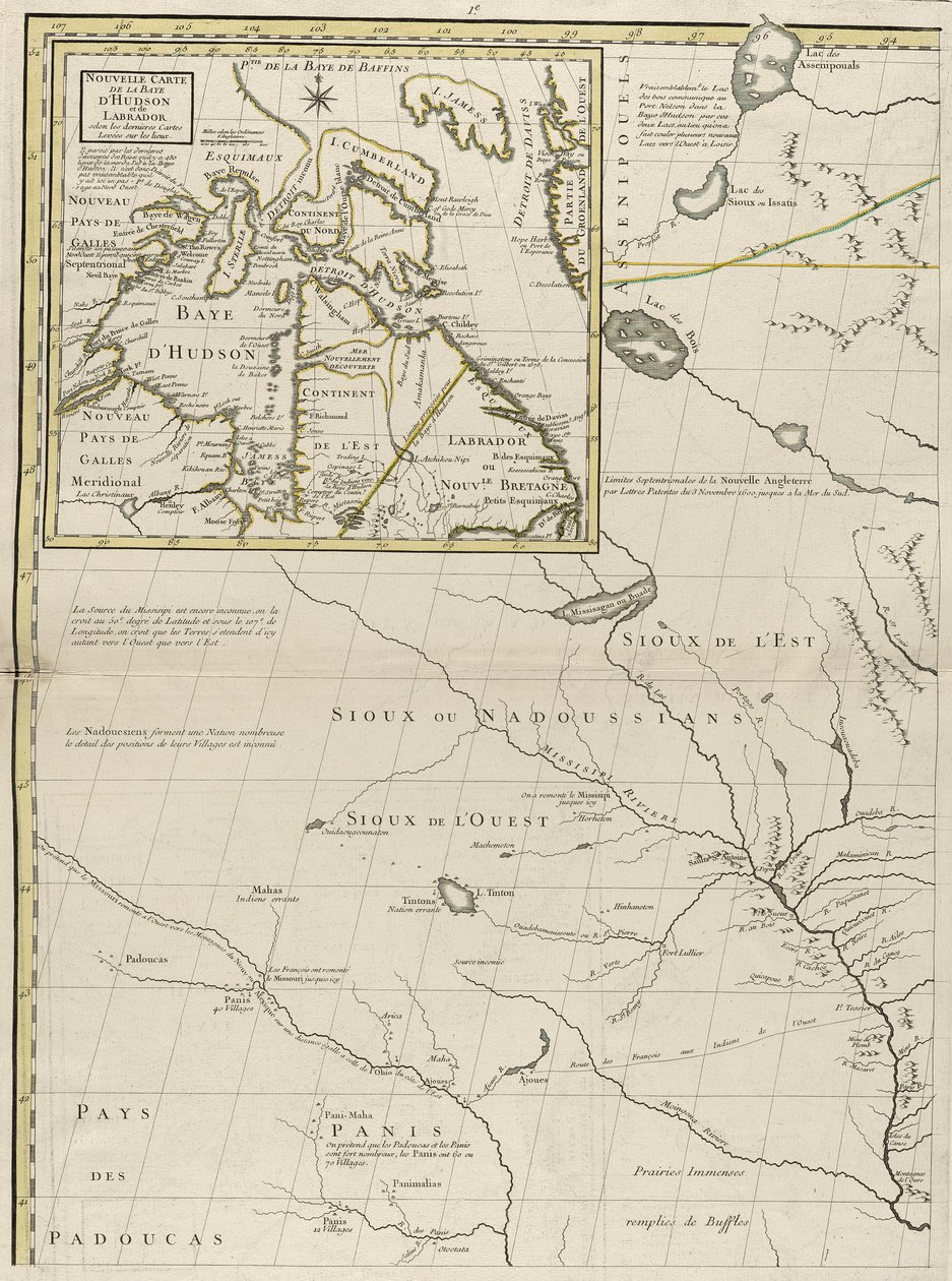美国1756年英国和法国统治地图（在纸上刻有轮廓颜色） 作者 约翰·米切尔