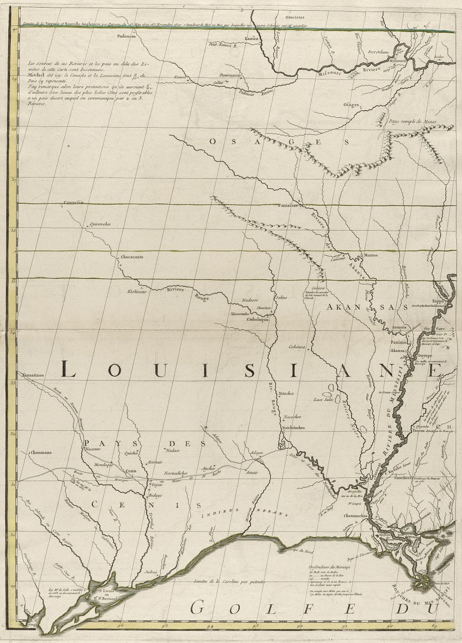 美国1756年英国和法国统治地图（在纸上刻有轮廓颜色） 作者 约翰·米切尔