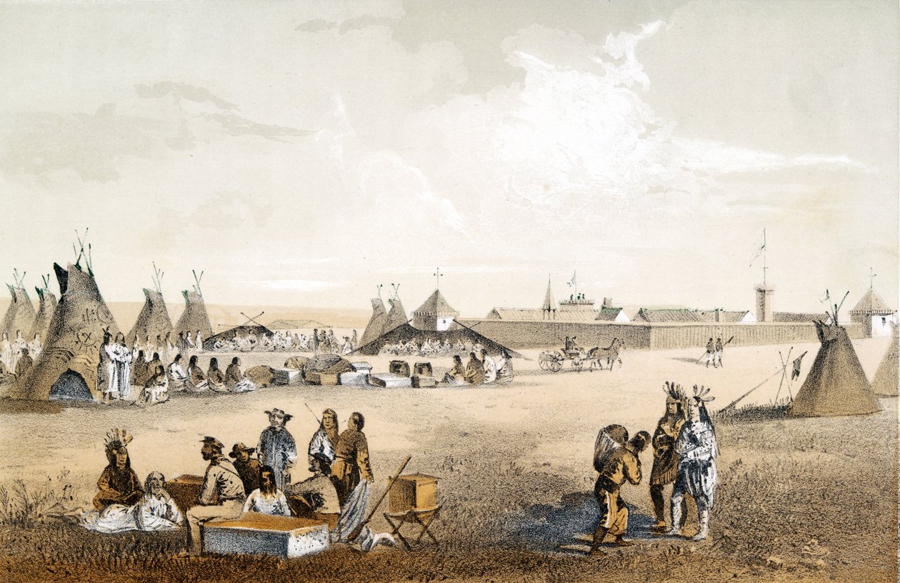 Fort Union，以及Assiniboins，pub。 1860 作者 约翰·史密斯（John Mix Stanley）
