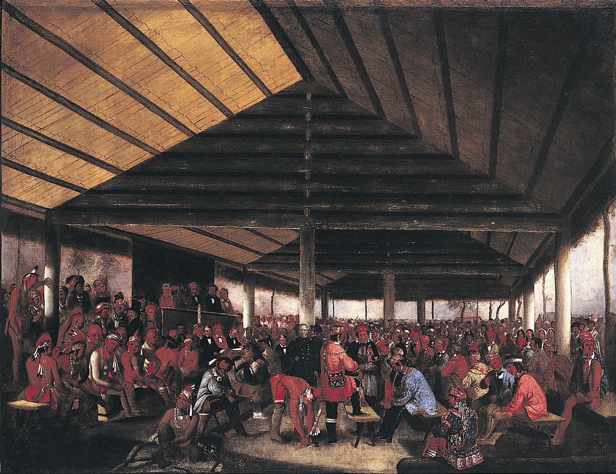 国际印第安人理事会（1843 年在印第安领地塔勒夸举行） 作者 约翰·史密斯（John Mix Stanley）