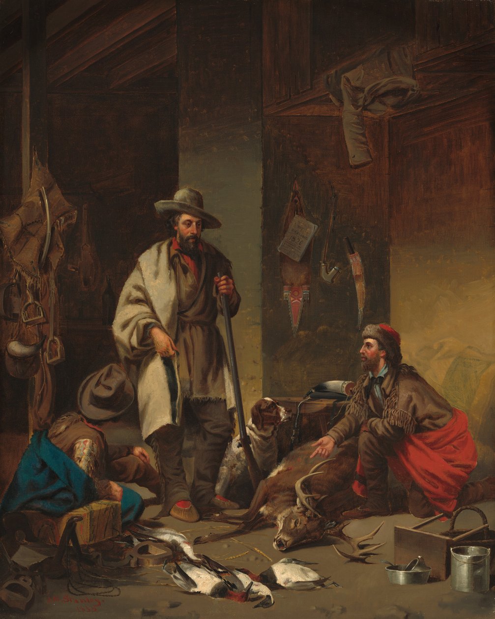捕猎者的小屋》，1858年。 作者 约翰·史密斯（John Mix Stanley）