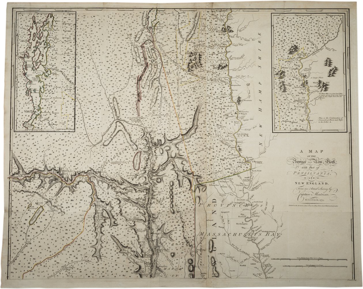 1775年6月10日1775年工程师Montrésor船长实际调查的纽约省与Pensylvania和新英格兰的部分地图 作者 约翰·蒙特索