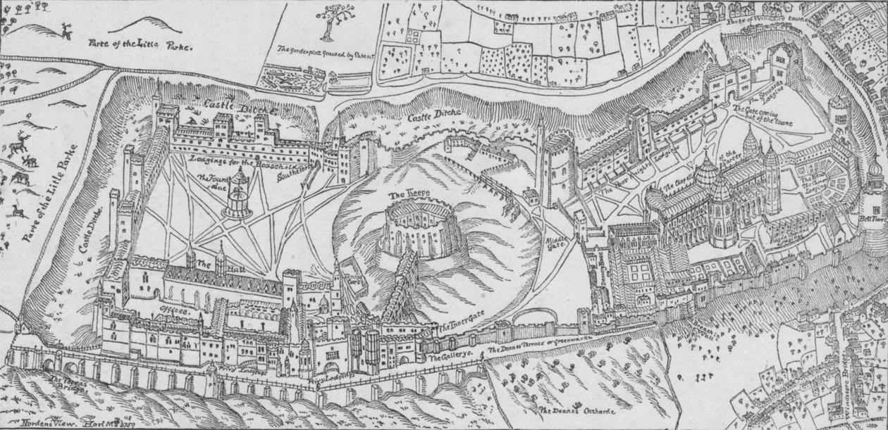 温莎城堡的诺登斯景色，1607年。1895年 作者 约翰·诺斯