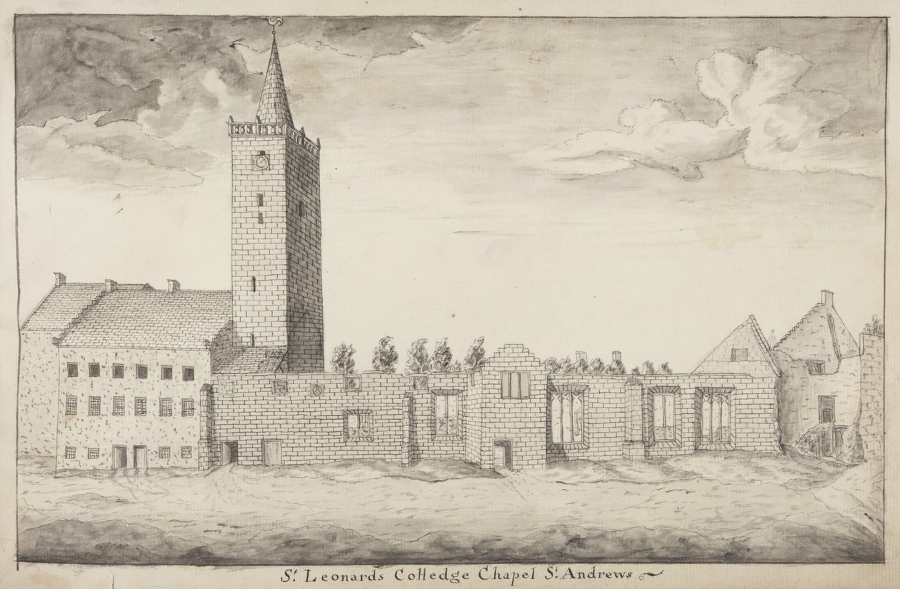 St Andrews Delineated  -  St Leonards Colledge Chapel St Andrews（笔和纸上洗） 作者 约翰·奥利潘特