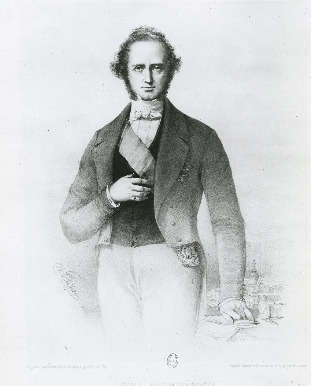 亨利约翰神庙（1784-1865）帕尔默顿勋爵的肖像，由科莱特刻 作者 约翰·帕特里奇