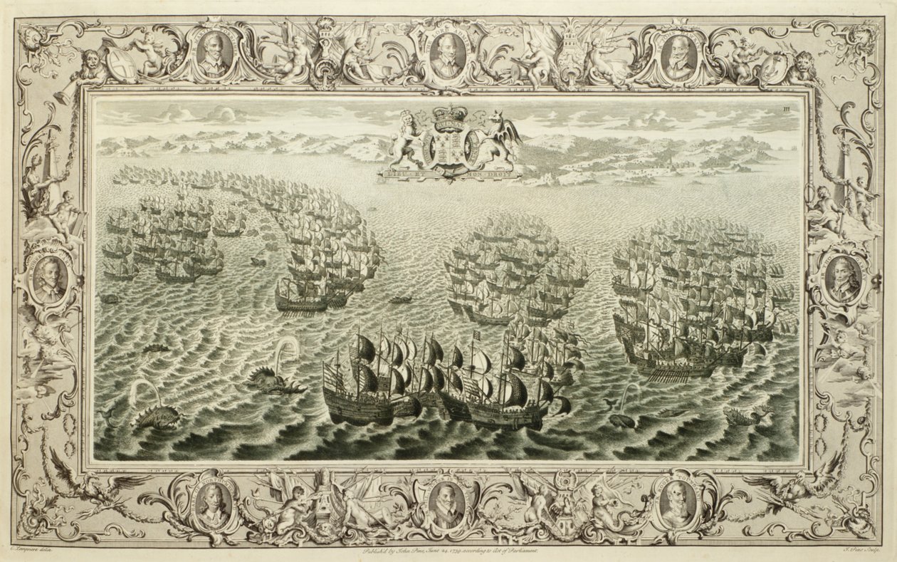 Armada（从挂毯上雕刻），1739年 作者 约翰·派恩
