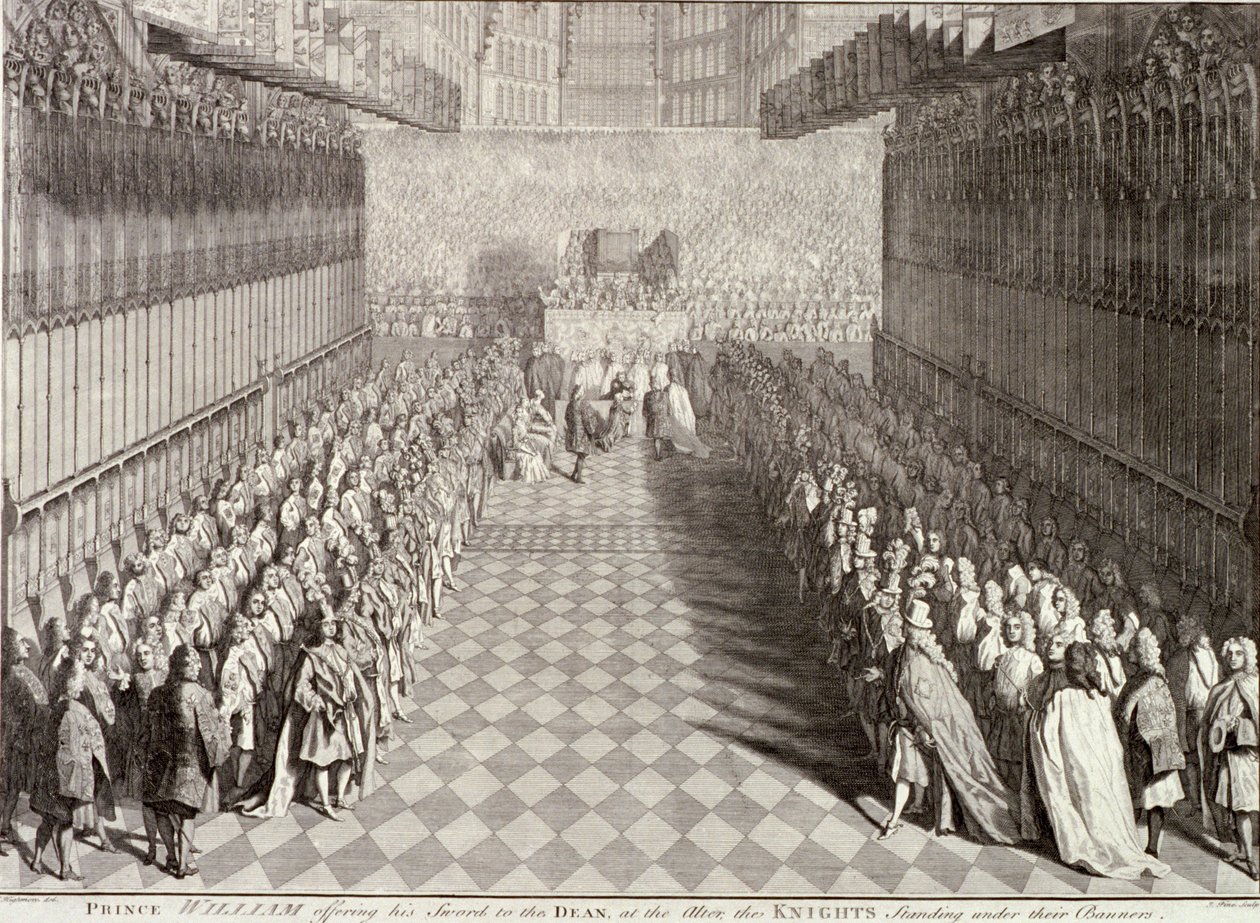 威廉三世在伦敦威斯敏斯特教堂的加冕仪式，1689年，约1689年 作者 约翰·派恩
