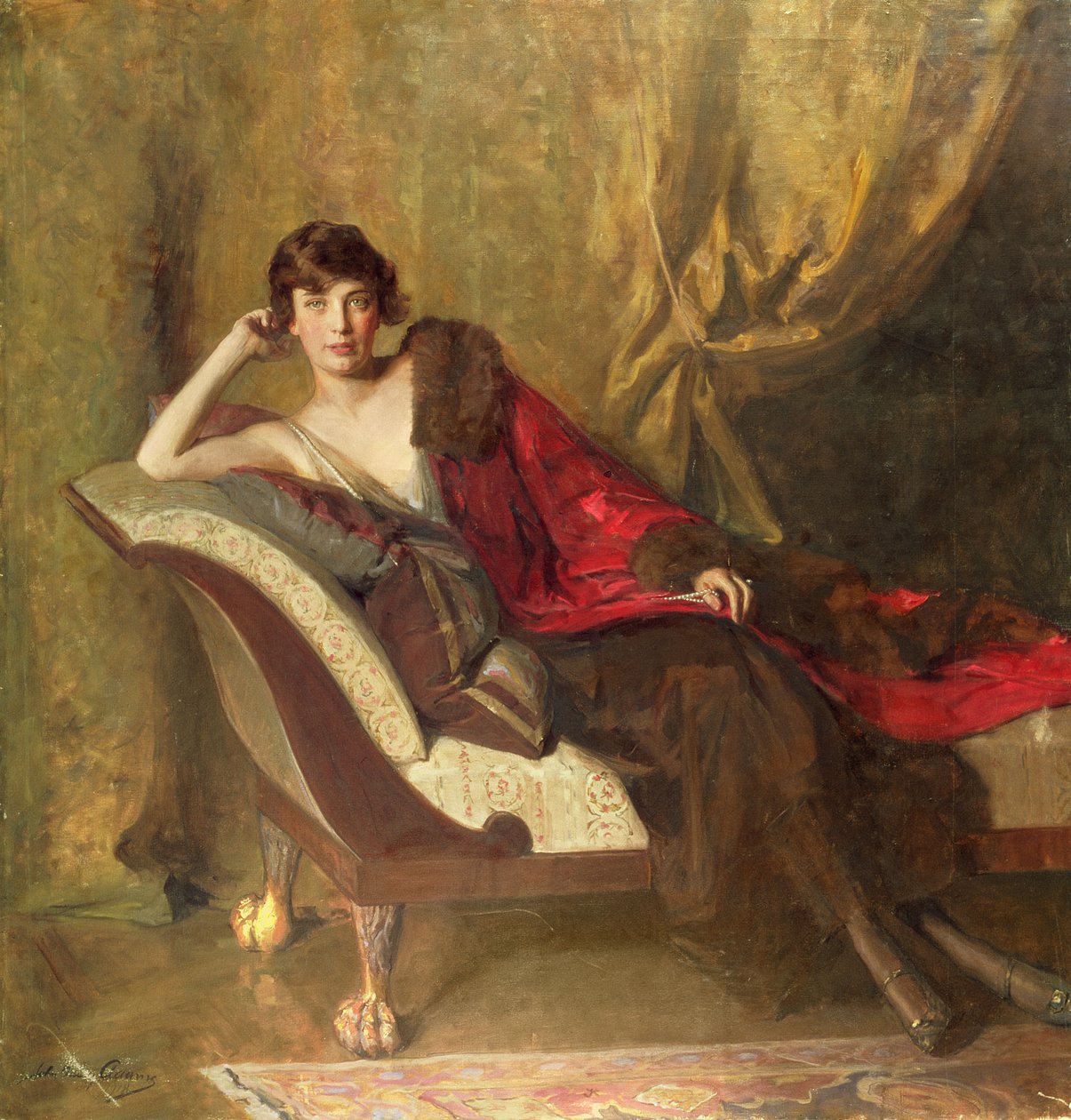 伯爵夫人Michael Karolyi，1918年在沙发上斜倚 作者 约翰·昆西·亚当斯