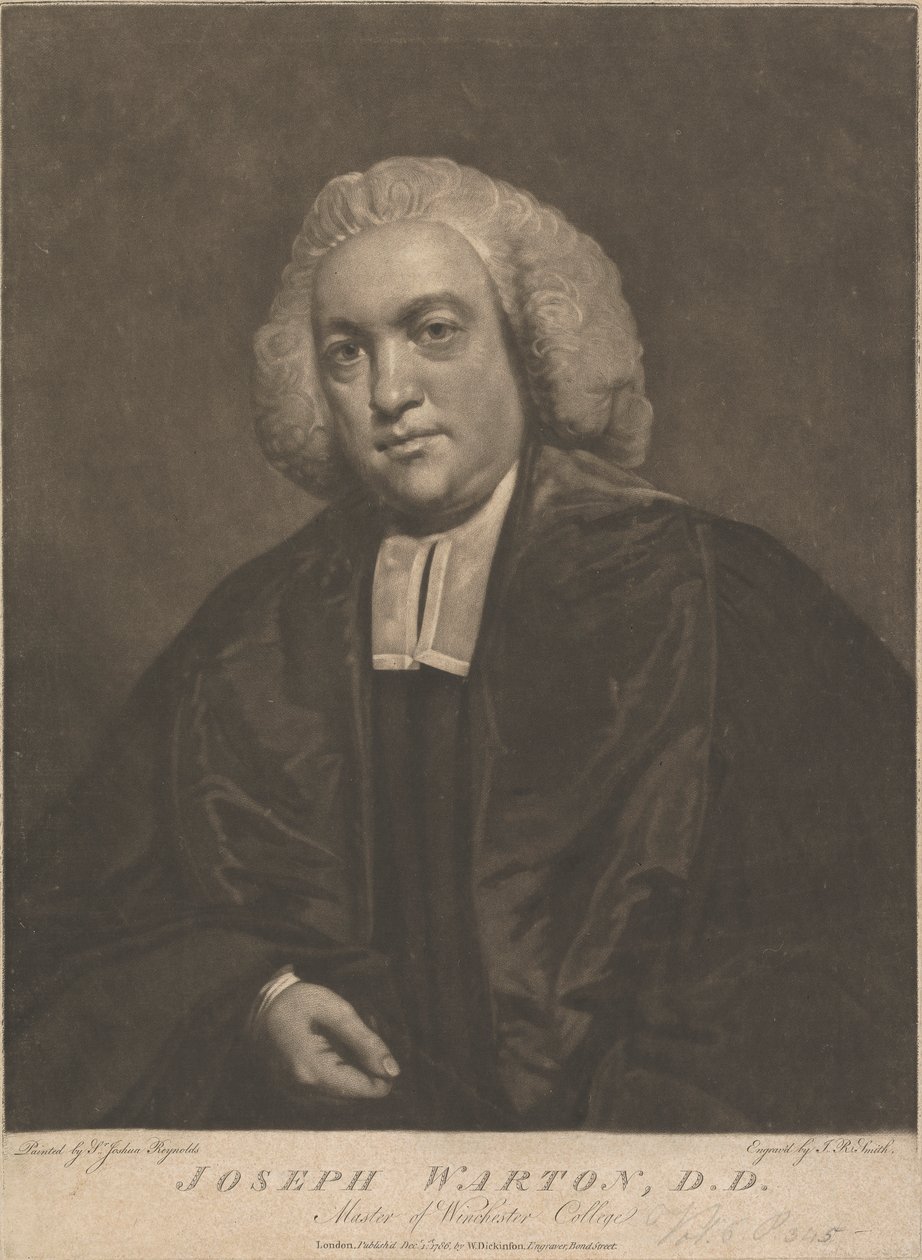 约瑟夫·沃顿 (Joseph Warton)，温彻斯特学院院长 作者 约翰·拉斐尔·史密斯