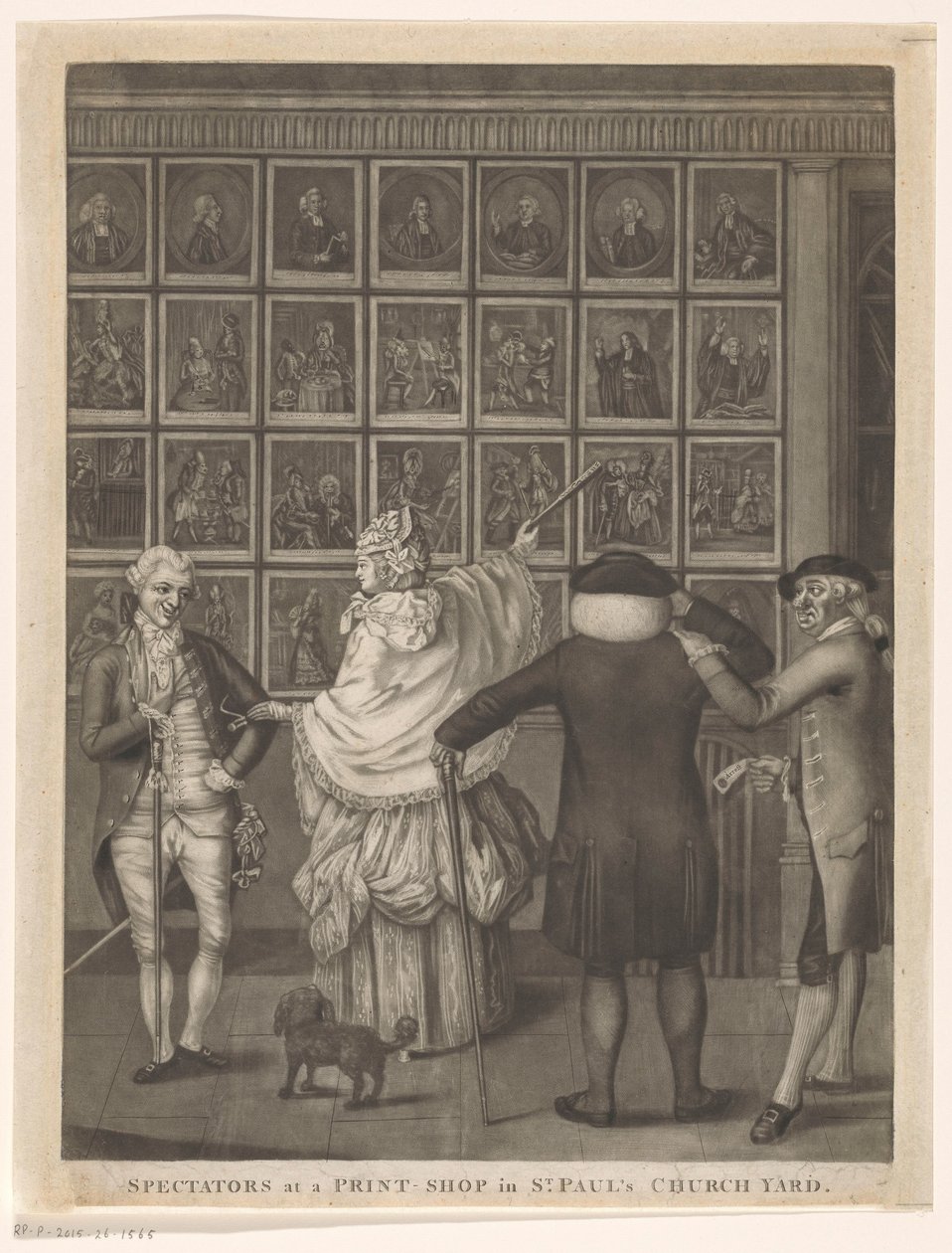 Vier personen voor de etalage van prenthandel Carrington Bowles te Londen
圣保罗教堂庭院版画店的观众（标题在实物上） 作者 约翰·拉斐尔·史密斯