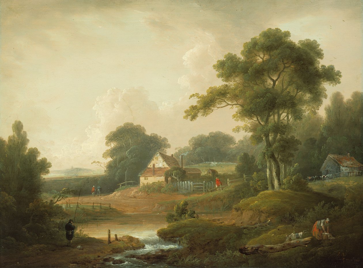 渔夫和洗衣妇的风景，17901800 作者 约翰·拉特伯恩