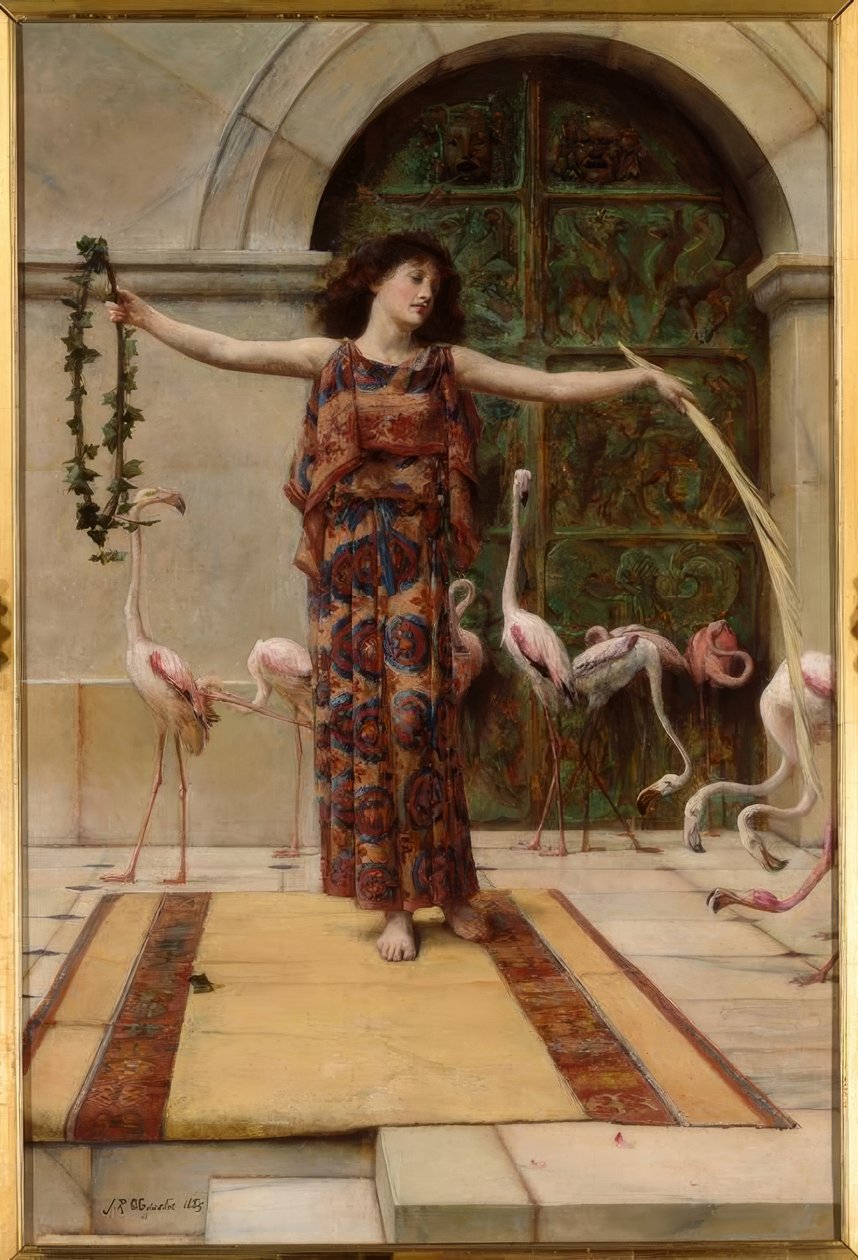 JR瓦格林，《粉红色火烈鸟的女人-绘画》，1885年 作者 约翰·莱因哈德·韦格林