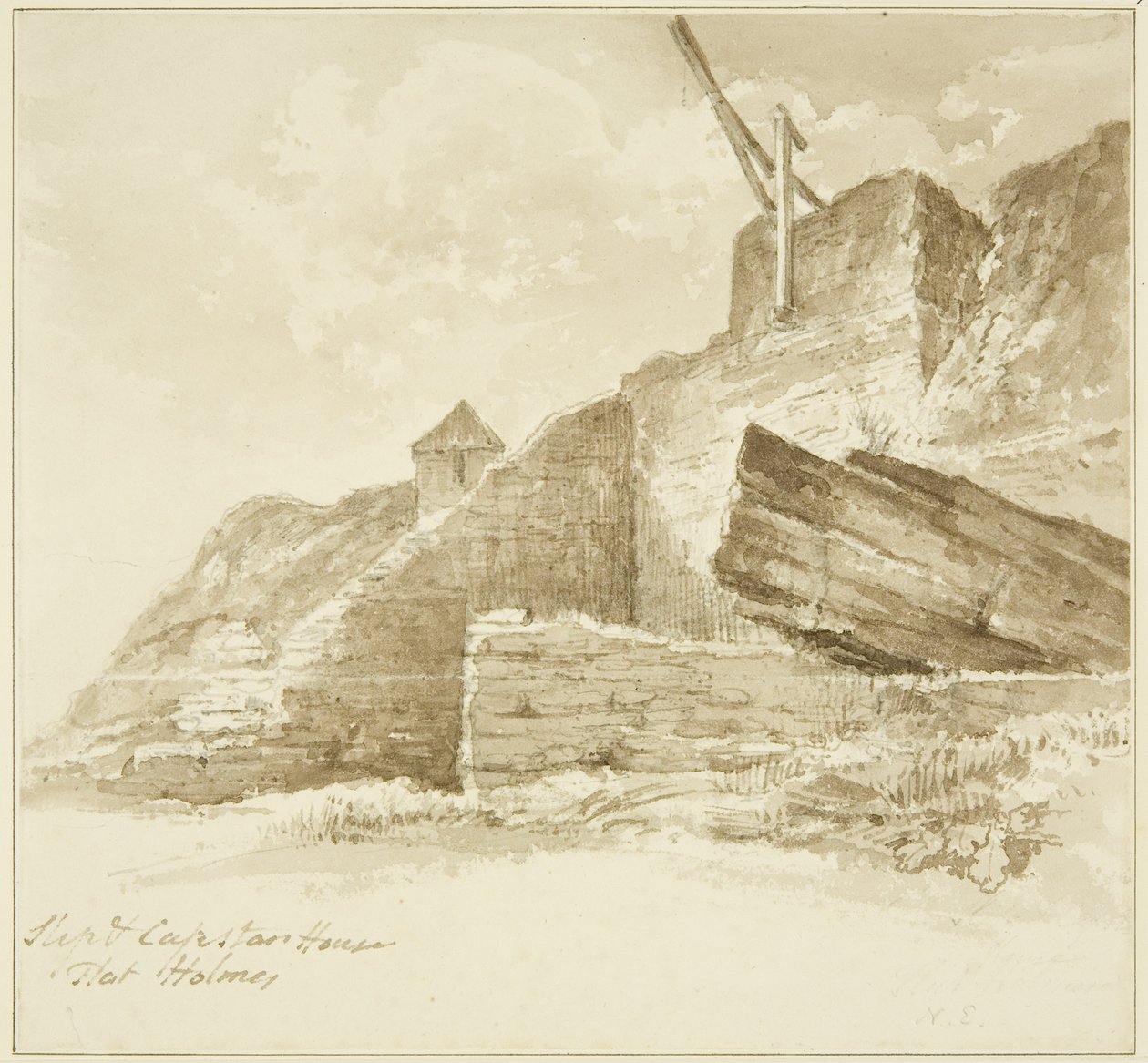滑道和Capstan House, Flat Holm 作者 约翰·里弗伦德·伊甸园