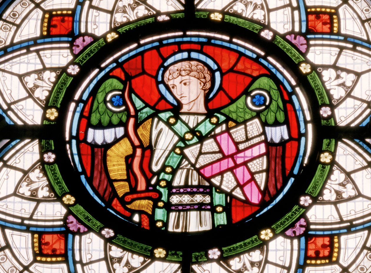 Denstone，Clayton＆Bell，John Richard Clayton（1827-1913），Angel with shield，c.1861 作者 约翰·理查德·克莱顿