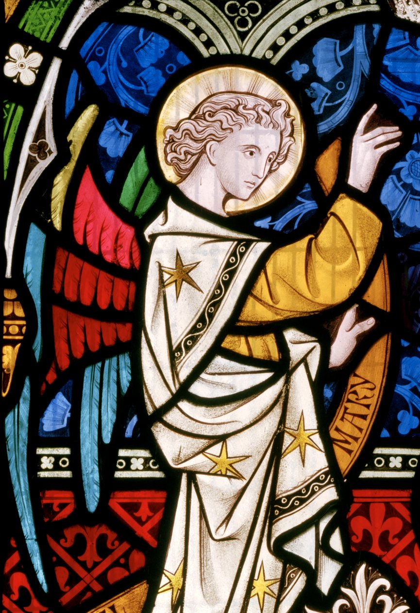 Maulden，St Mary，East Window，detail，Clayton＆Bell，John Richard Clayton（1827-1913），Angel，detail，Christ in Majesty，c.1859 Mary 作者 约翰·理查德·克莱顿