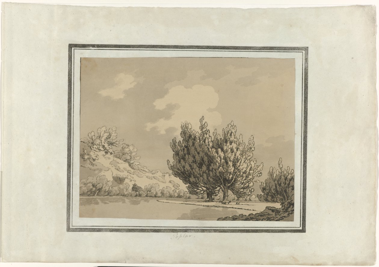 白杨 作者 John Robert Cozens（艺术家签名）