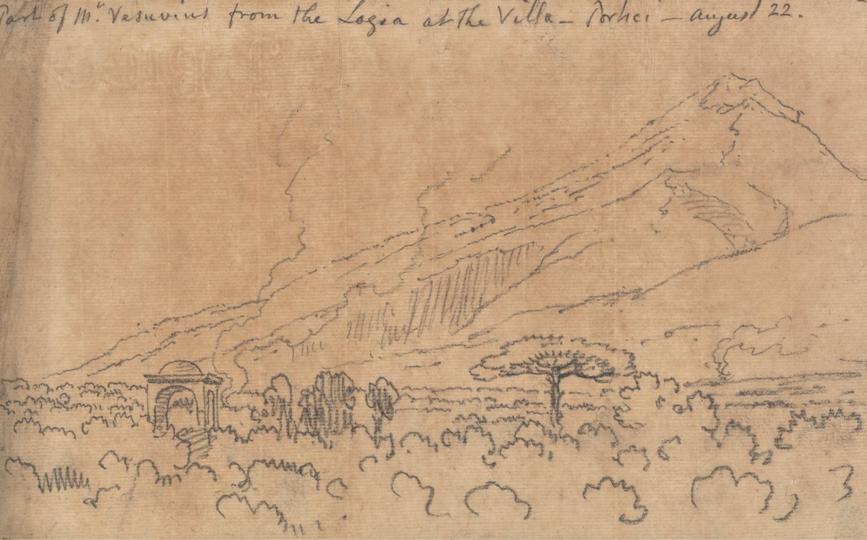 8 月 22 日，从波蒂奇别墅的凉廊看维苏威火山的一部分 作者 约翰·罗伯特·科森斯