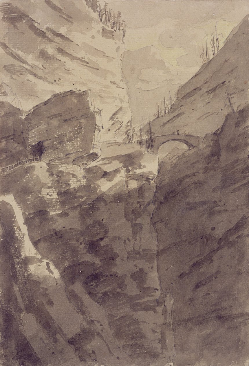 Via Mala in the Grisons（笔墨和纸上水洗） 作者 约翰·罗伯特·科森斯