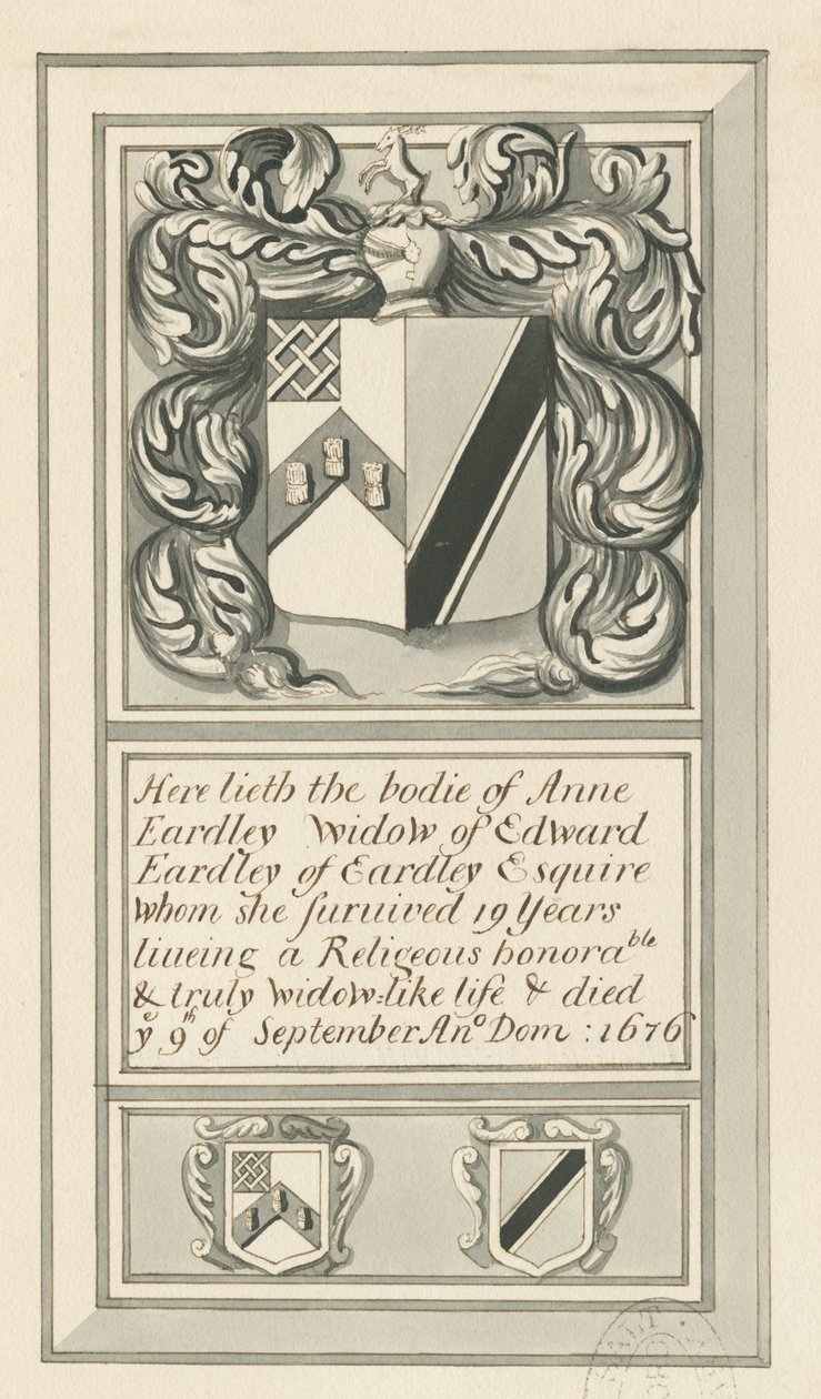 奥德利纪念碑（Audley Monuments）-“安妮·埃德利（Anne Eardley）”：钢笔和水墨画，nd [？19th cent]（绘画） 作者 约翰·罗伯特·弗尼霍夫