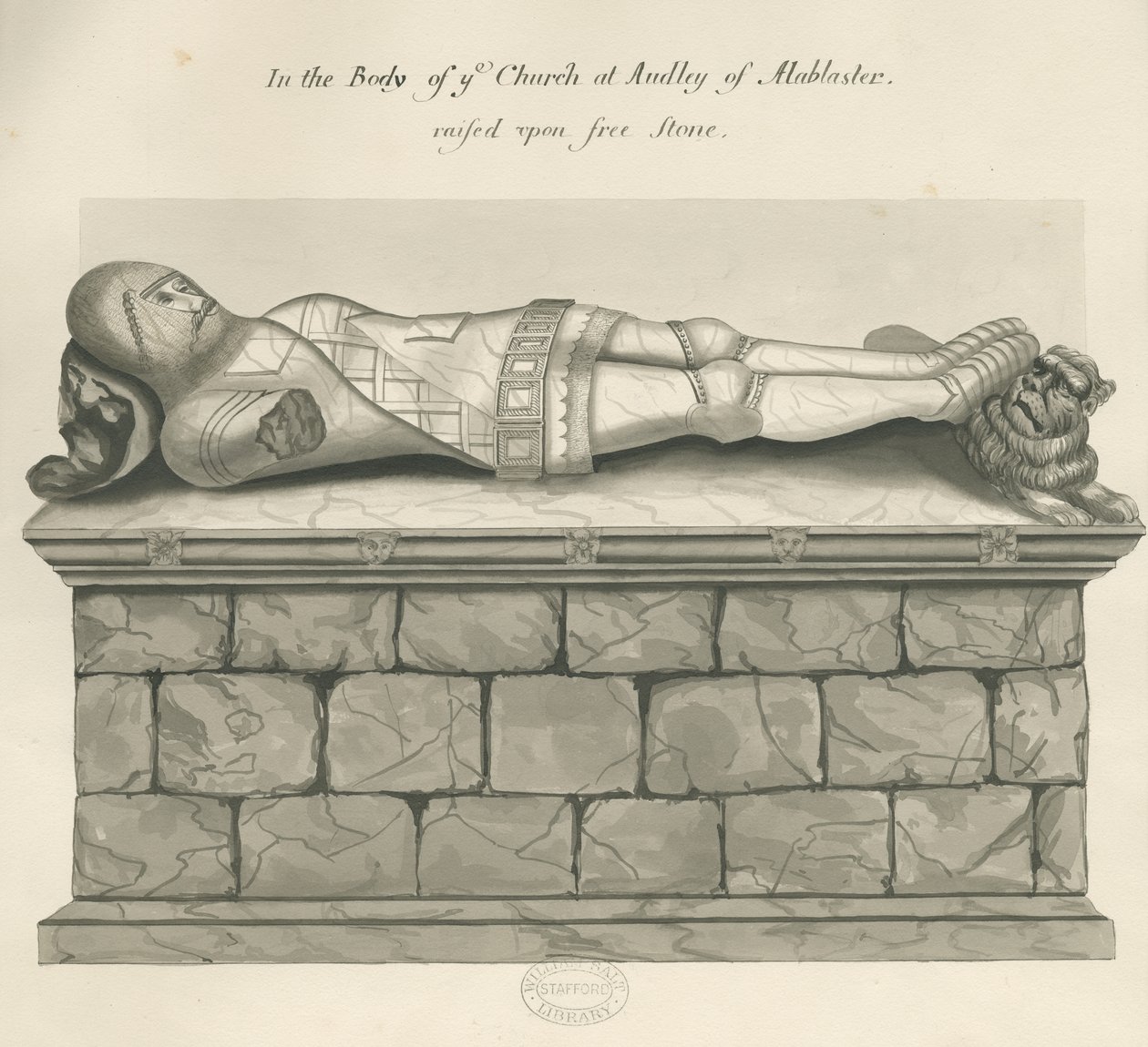 奥德利纪念碑-“奥德利骑士”：钢笔和水墨画，nd [？19th cent] 作者 约翰·罗伯特·弗尼霍夫