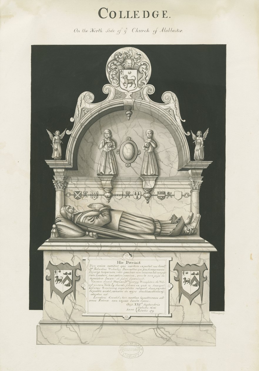 科尔维奇-罗伯特·沃尔瑟利墓：乌贼墨画，nd [c 1837] 作者 约翰·罗伯特·弗尼霍夫