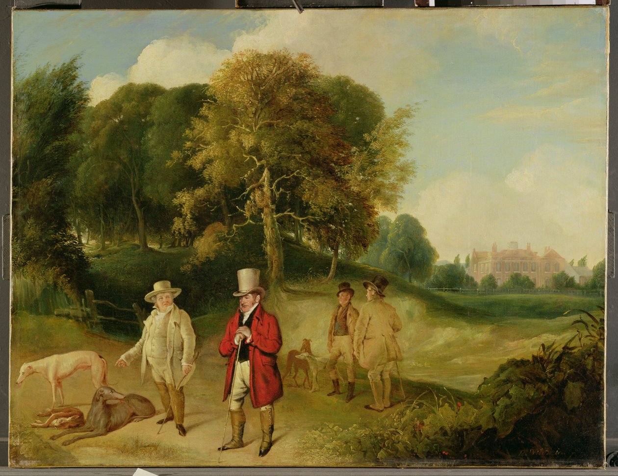 JMW Turner（1775-1851）和Walter Ramsden Fawkes（1769-1825）在Farnley Hall，1820-24 作者 约翰·罗伯特·怀德曼