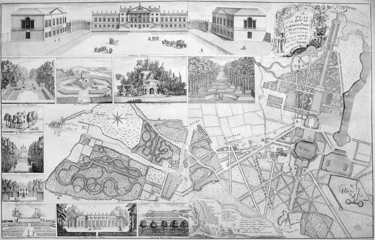 1735年，Tylney伯爵Wardstead的房子，花园，公园和种植园计划 作者 约翰·罗克