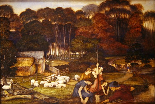 秋天，约1879年（纸上水彩）。 作者 约翰·罗丹·斯宾塞·斯坦霍普