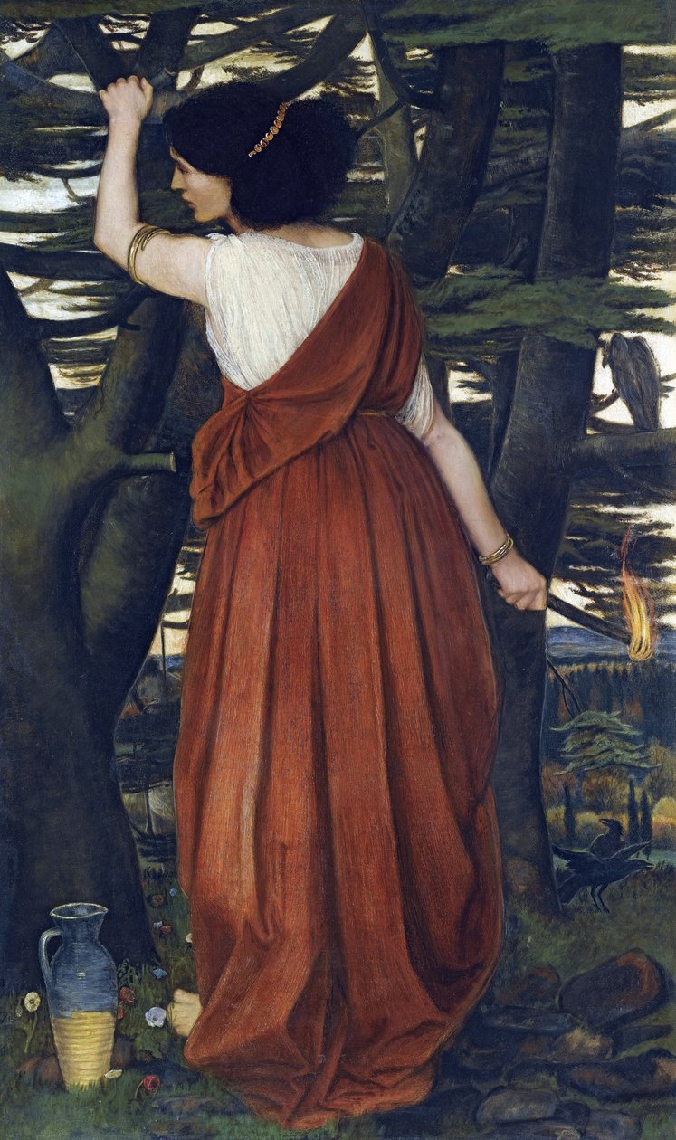 拉斐尔前派绘画：里兹帕 (Ritspa, Ritspah)，艾亚·帕·斯坦霍普 (Spencer-Stanhope)、约翰·罗丹 (1829-1908) 的女儿。 布面油画 作者 约翰·罗丹·斯宾塞·斯坦霍普