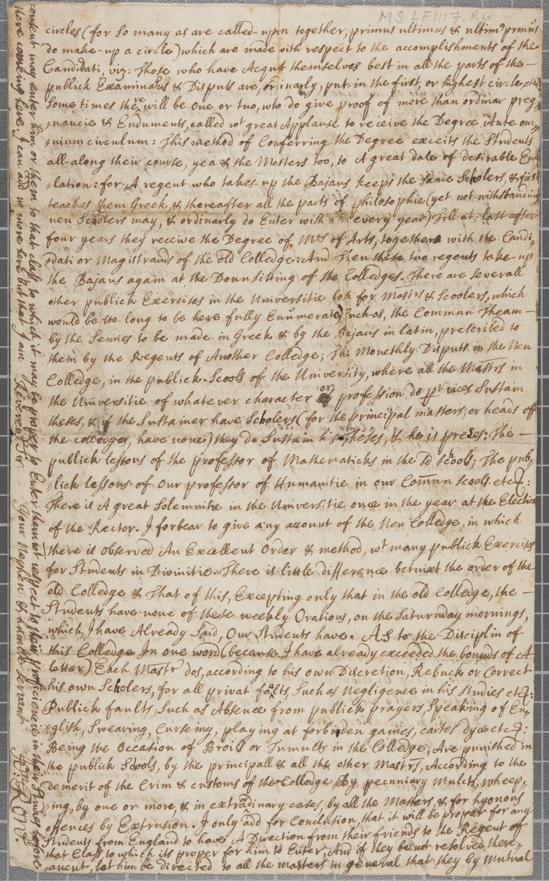1691年，圣安德鲁斯的学生约翰·罗（John Row）写给他叔叔的一封信 作者 约翰·罗