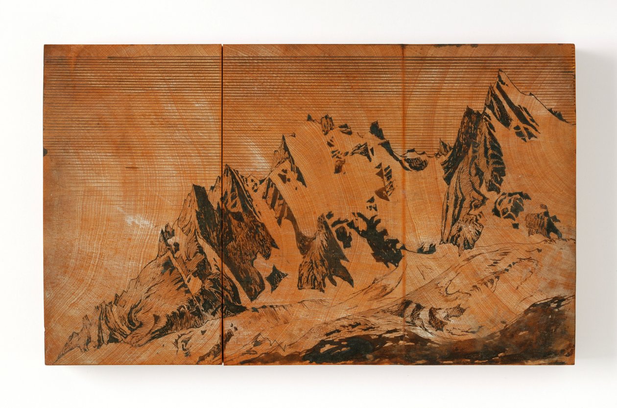 Aiguille Du Midi，法国（钢笔、墨水和水彩木板） 作者 约翰·拉斯金