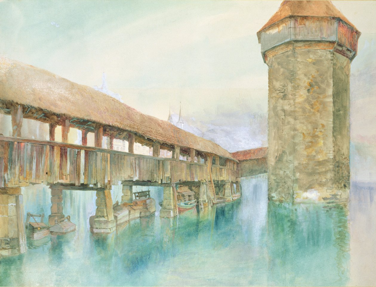 Kapelbrucke，卢塞恩，19世纪 作者 约翰·拉斯金