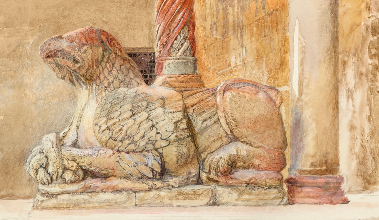 The Gryphon bearing the north Shaft of the west Entrance of the Duomo, Verona 作者 约翰·拉斯金