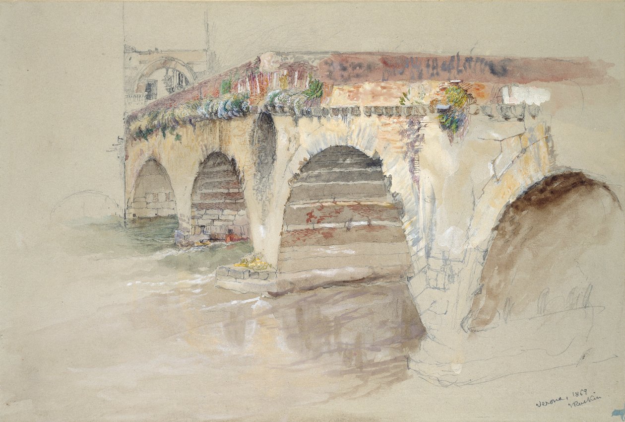 维罗纳的Ponte della Pietra，1869年6月14-17日 作者 约翰·拉斯金