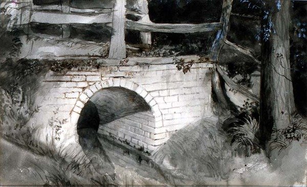 小砖桥》（纸上水墨画） 作者 约翰·拉斯金