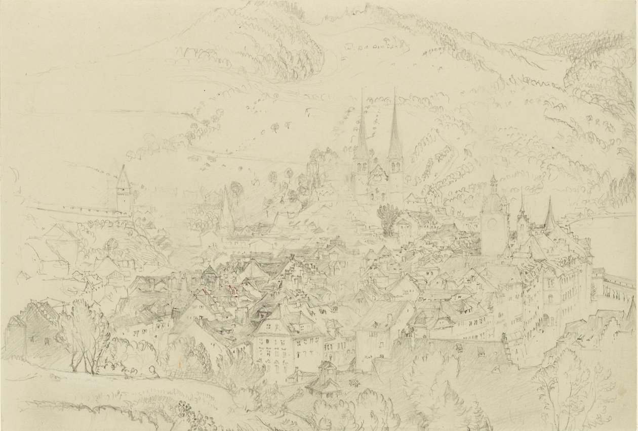 1861年10月至12月，从上面看卢塞恩。 作者 约翰·拉斯金
