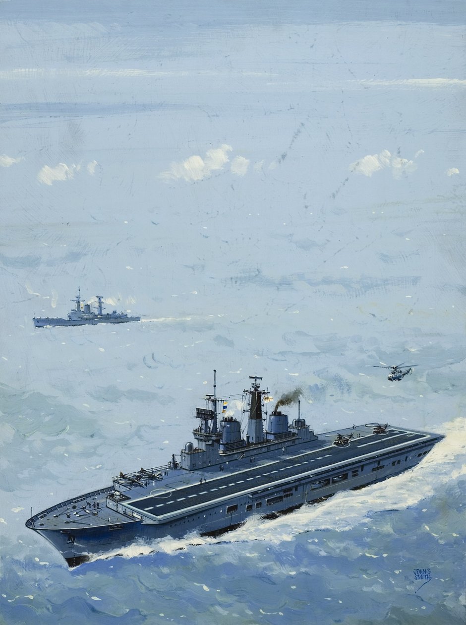英国皇家海军无敌号战舰（纸上水粉画） 作者 约翰·S·史密斯