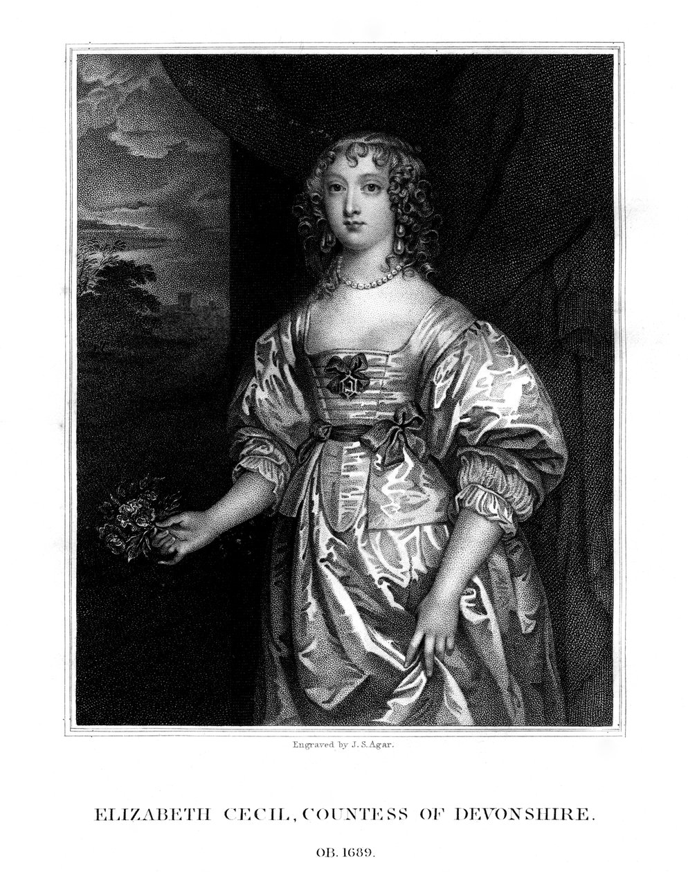 伊丽莎白·塞西尔（Elizabeth Cecil），德文郡伯爵夫人，1824年。 作者 约翰·塞缪尔·琼脂
