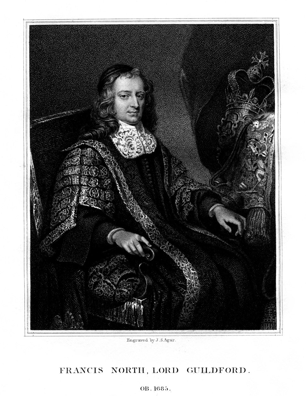 弗朗西斯·北（Francis North），吉尔福德男爵（Barst Guilford），1823年。 作者 约翰·塞缪尔·琼脂
