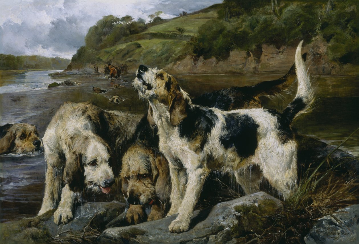 Otter Hunting，或On the Scent，1881 作者 约翰·萨金特·诺布尔