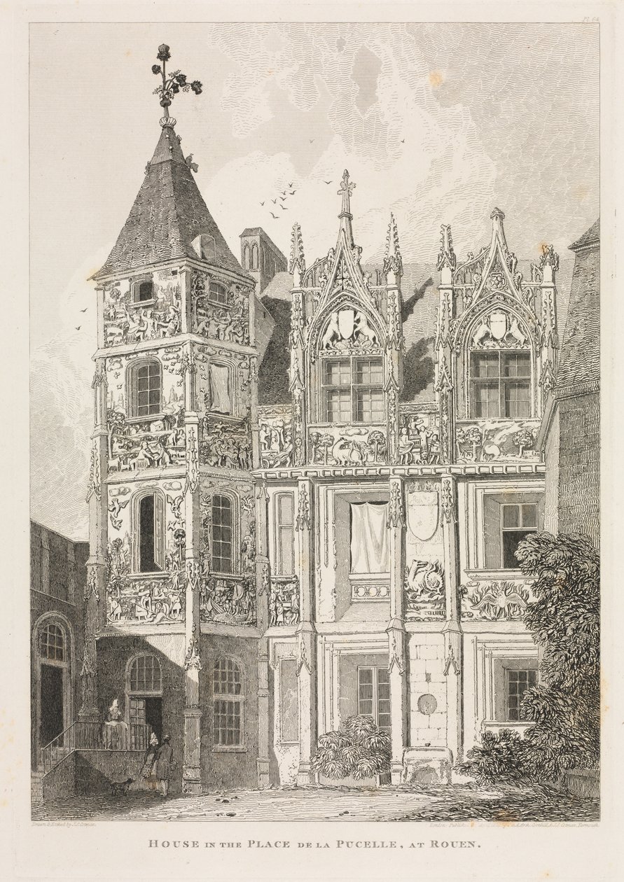 诺曼底建筑古迹》（第二卷）， Pl.64：鲁昂 Pucelle 广场上的房屋 作者 约翰·塞尔·科特曼