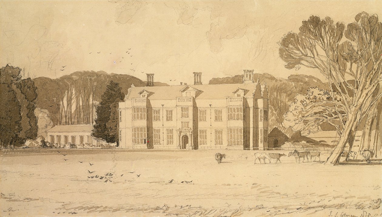 1818年，诺福克郡的Felbrigg Hall（铅笔和灰色洗纸） 作者 约翰·塞尔·科特曼