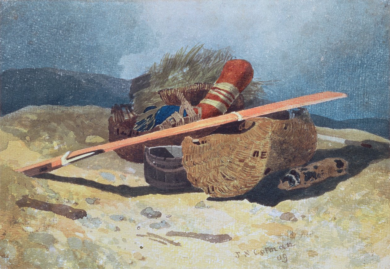 Fish Swills和Rudder，1809（铅笔，wc在纸上） 作者 约翰·塞尔·科特曼