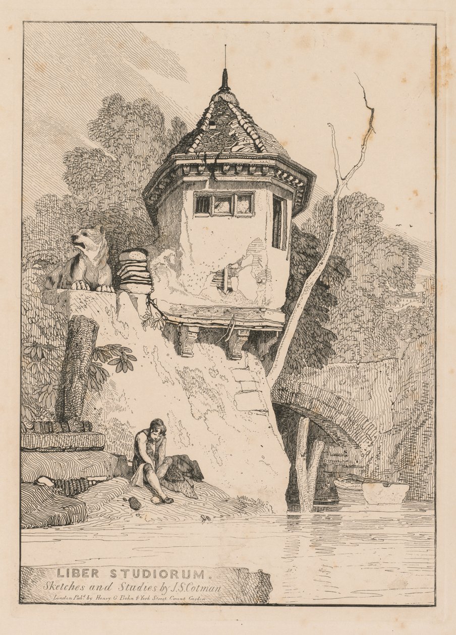 Liber Studiorum，前作，在耶尔河畔的花园洋房景观，1838年。 作者 约翰·塞尔·科特曼