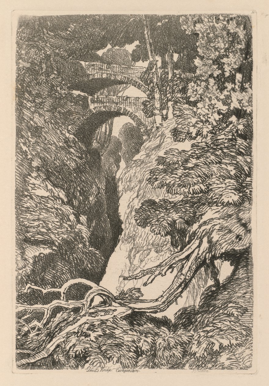 自由工作室（Liber Studiorum）：第10板，魔鬼桥，卡丁安郡，1838年。 作者 约翰·塞尔·科特曼